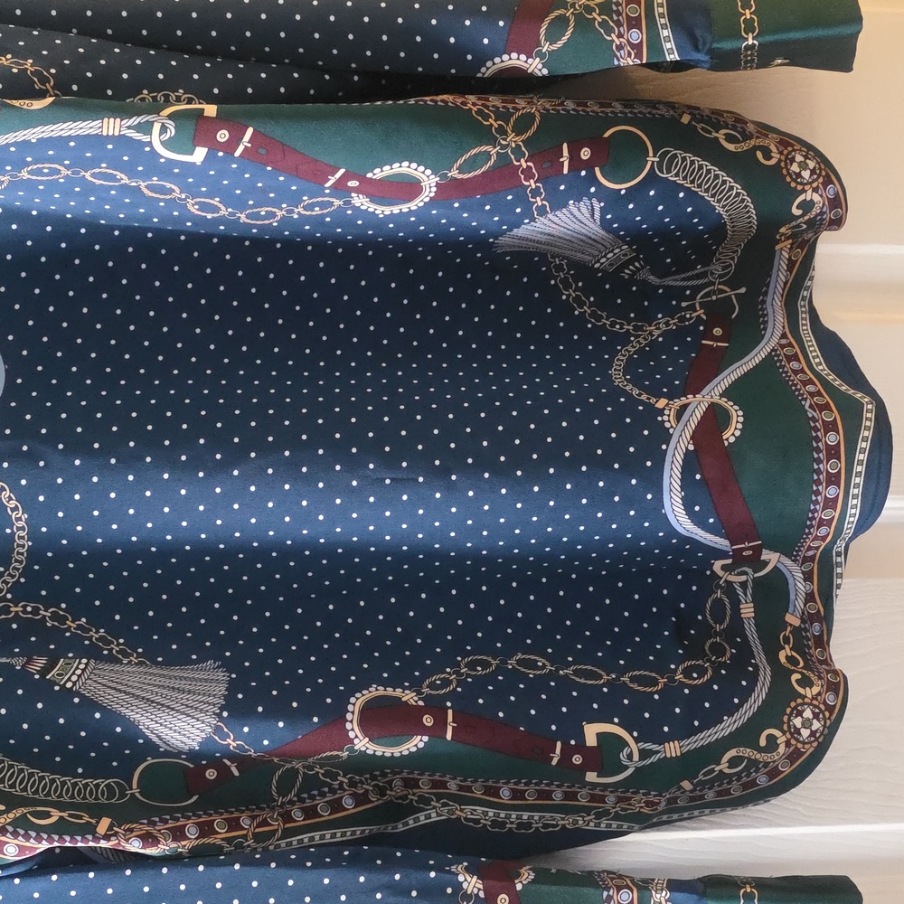 Ann Taylor Chain Link Print Satin Essential Shirt - Picture 2 of 5